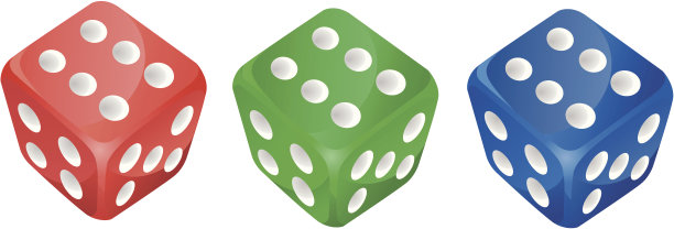 红色，绿色和蓝色的骰子图片下载