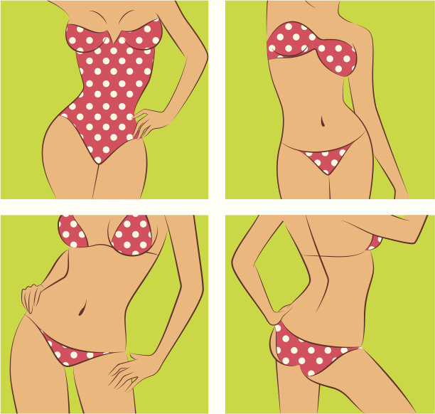 向量美丽的女性身体上的绿色背景图片下载