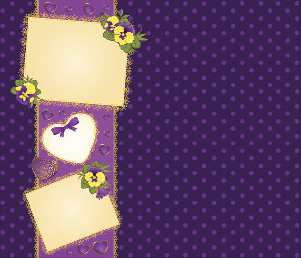 美丽的蕾丝背景与三色堇。向量图片下载