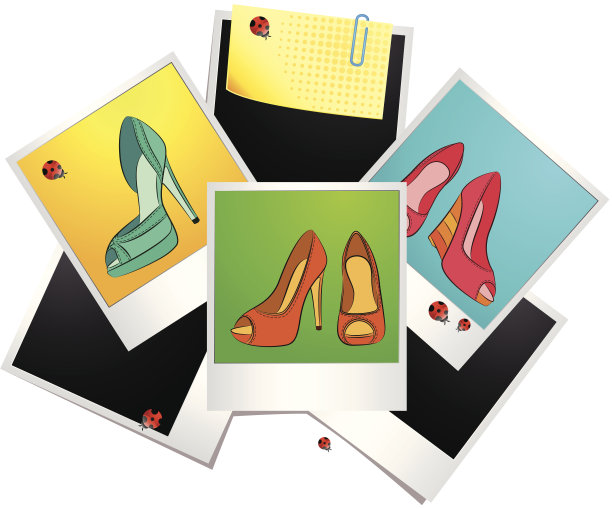 矢量美丽的照片与鞋子图片下载