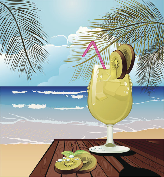 海滩上的奇异果鸡尾酒图片下载