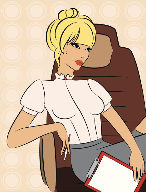 商业女性坐在椅子上。向量图片下载