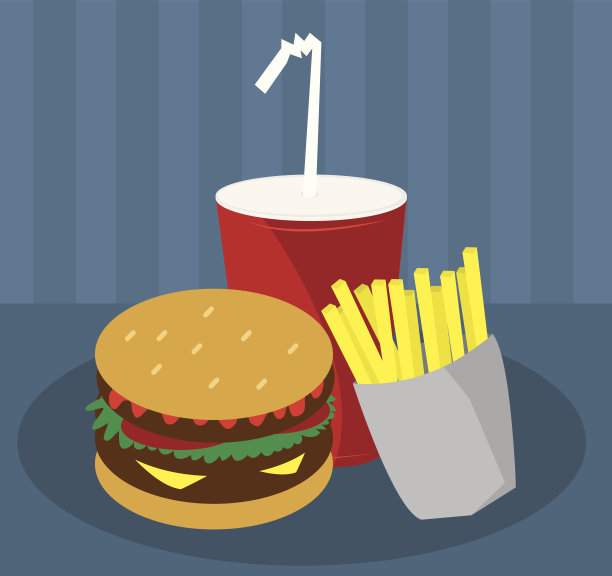 汉堡，薯条和饮料图片下载