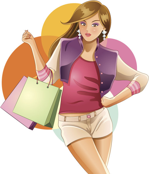 美女插画素材ID：105633988