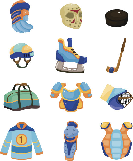 卡通冰球设备图片下载