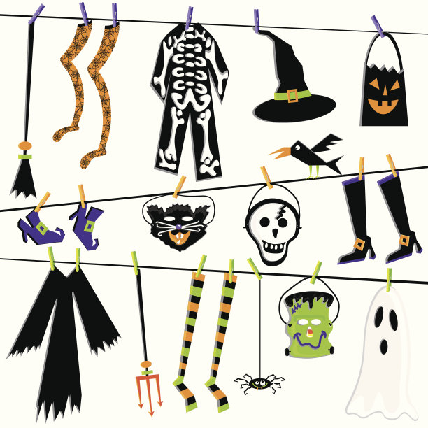 万圣节服装晾衣夹艺术图片下载