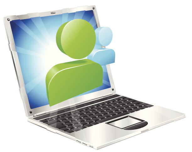 社交媒体图标笔记本概念图片下载