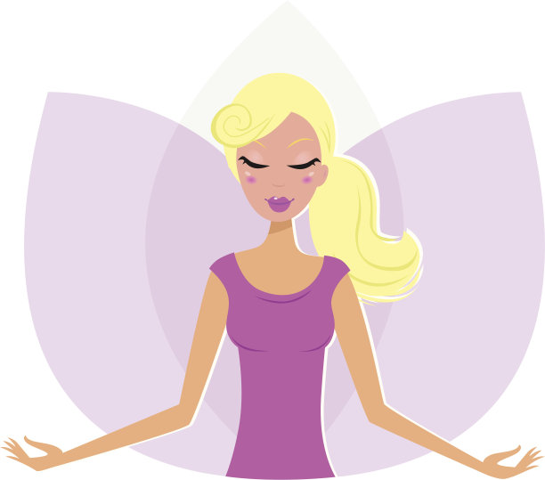 瑜伽冥想的女人在莲花花上孤立的白色图片下载