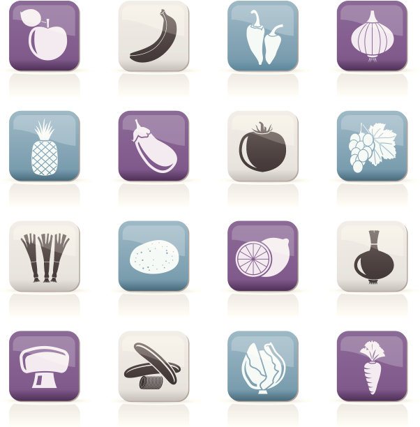 不同种类的水果和蔬菜图标图片下载