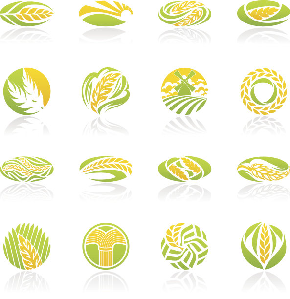 小麦和黑麦。图标集。图片下载