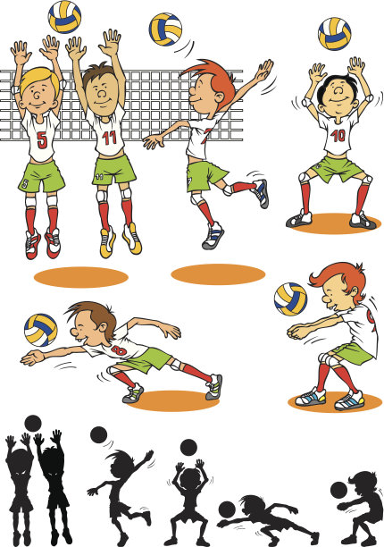 男孩角色打排球图片下载