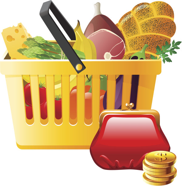 满满的购物篮和钱包图片下载