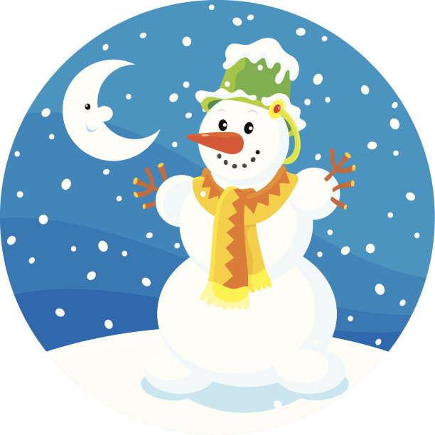 雪人和月亮图片下载