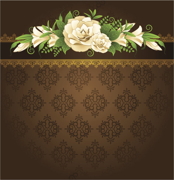 背景上有花边装饰的玫瑰。向量图片下载