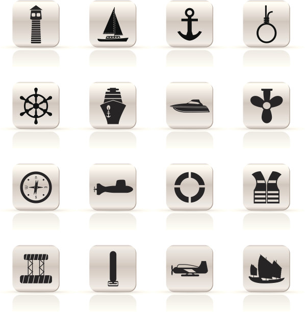 简单的海洋，帆船和海上图标图片下载