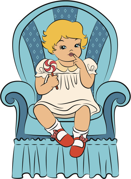 经典卡通小女孩的糖果。向量图片下载