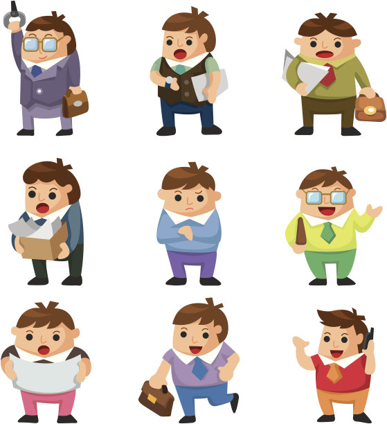 卡通办公室职员图标图片下载