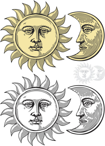 有脸的太阳和月亮图片下载