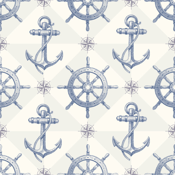 无缝航海背景与手绘元素图片下载