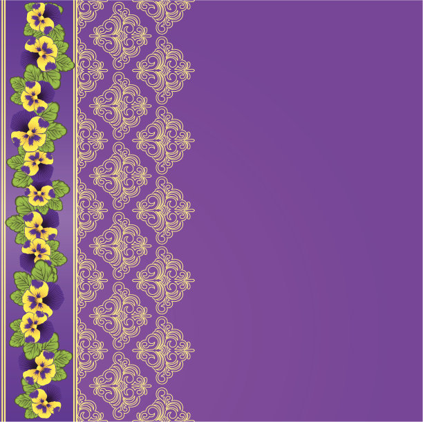 花在复古的背景与装饰品。向量图片下载