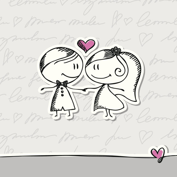 手绘婚礼夫妇，矢量eps 10图片下载