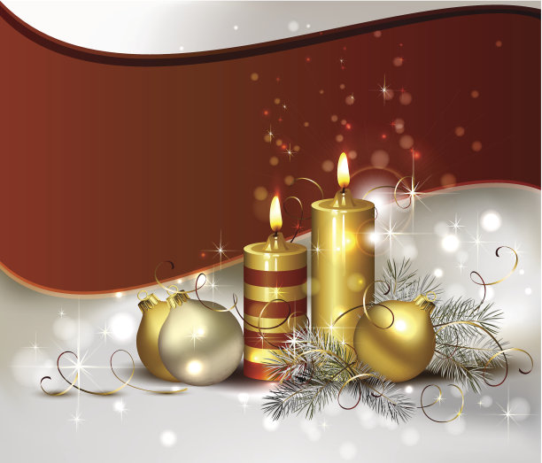 背景与燃烧的蜡烛和圣诞小玩意图片下载