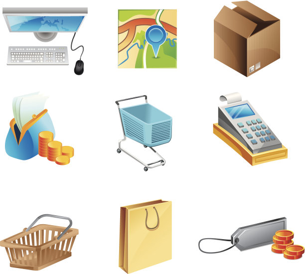 矢量网上购物概念-图标设置图片下载