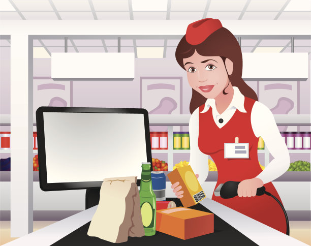 收银员在超市工作图片下载