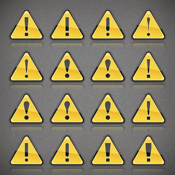 灰色噪声背景上的黄色注意标志感叹号图片下载