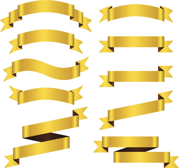 金色的丝带。素材图片