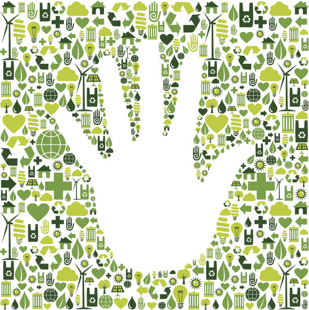 男人的手在绿色图标图片下载