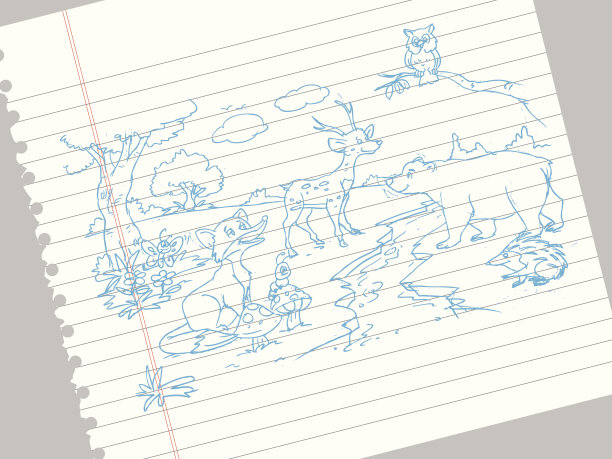 森林涂鸦矢量插图图片下载