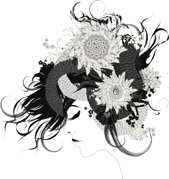 带着黑白花的女孩图片下载