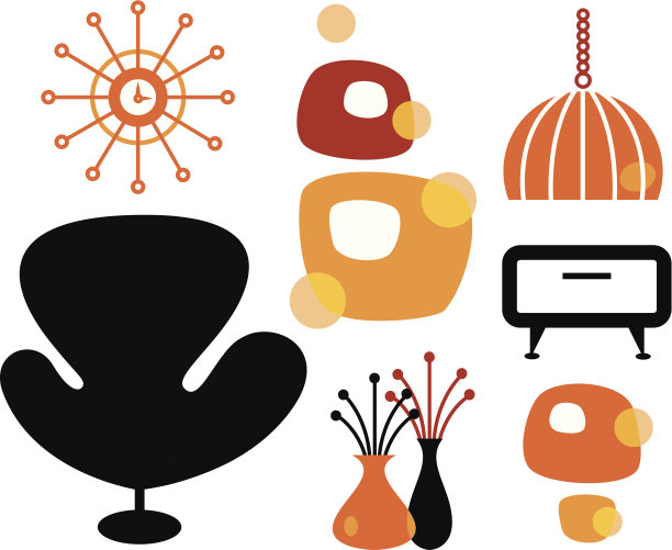 复古家具孤立在白色上图片下载