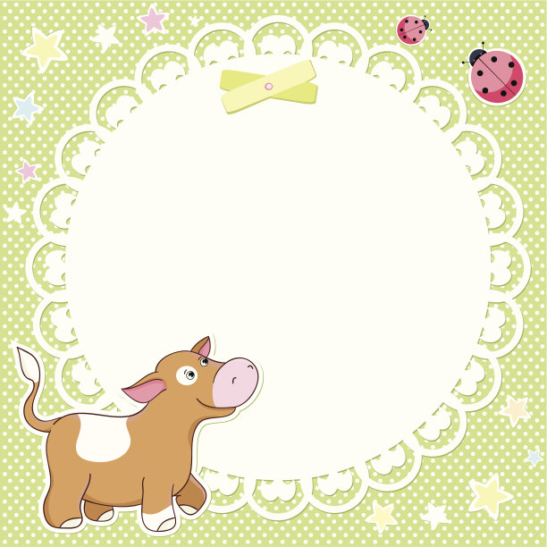 矢量背景与可爱的小牛图片下载