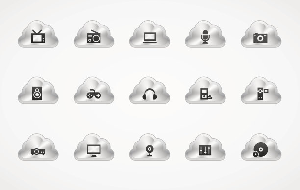 多媒体对象图标|金属云图片下载