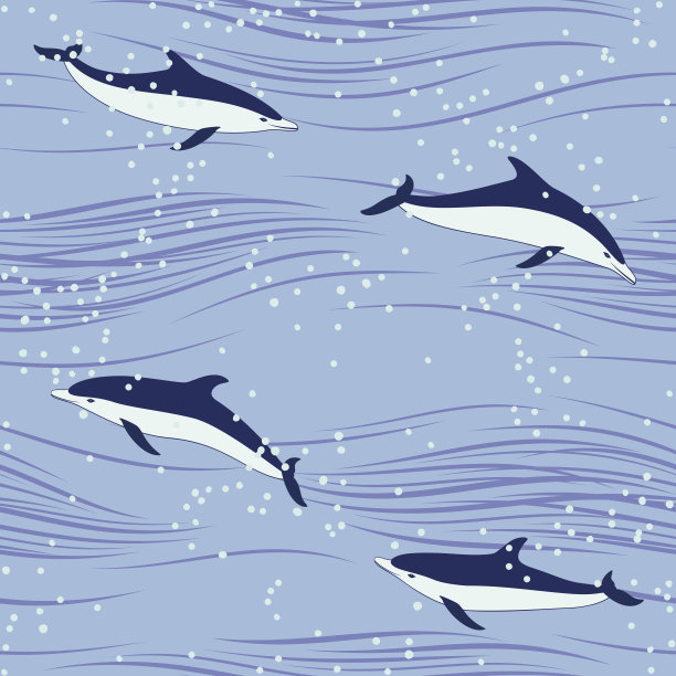 海豚在海洋无缝背景图片下载