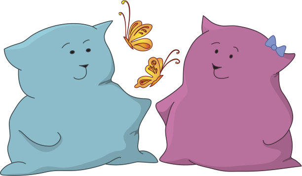 猫朋友和蝴蝶图片下载