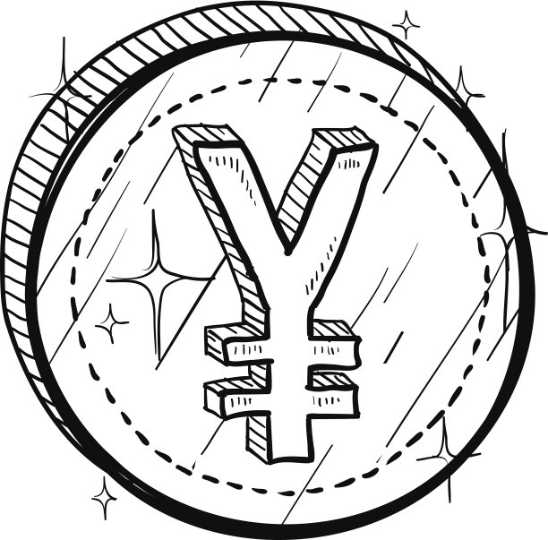 硬币示意图上的日元货币符号图片下载