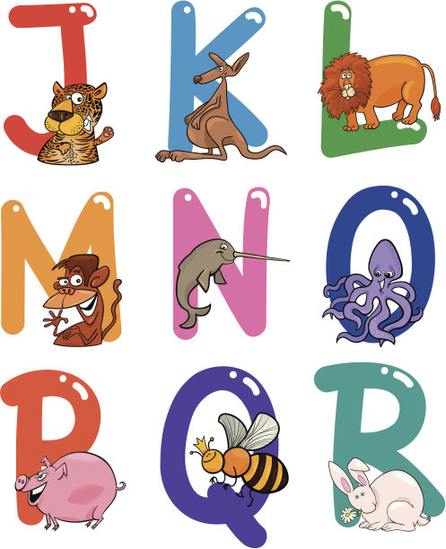 动物卡通字母表图片下载