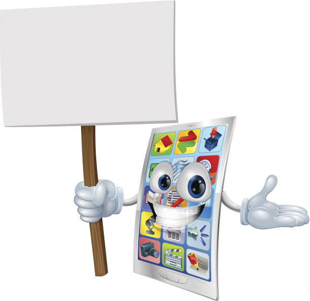 手机卡通人物举牌图片下载