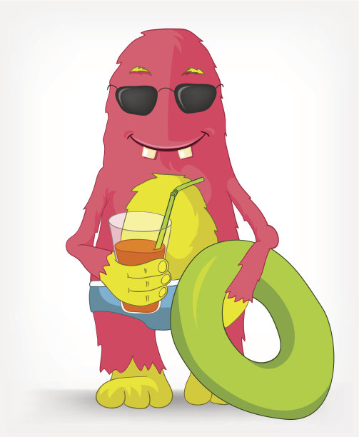 有趣的怪物。海滩。图片下载