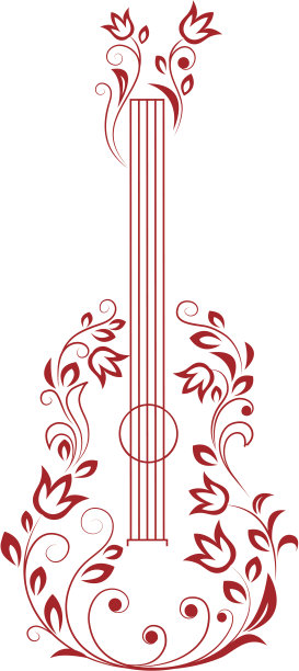 带有花卉元素的吉他图片下载