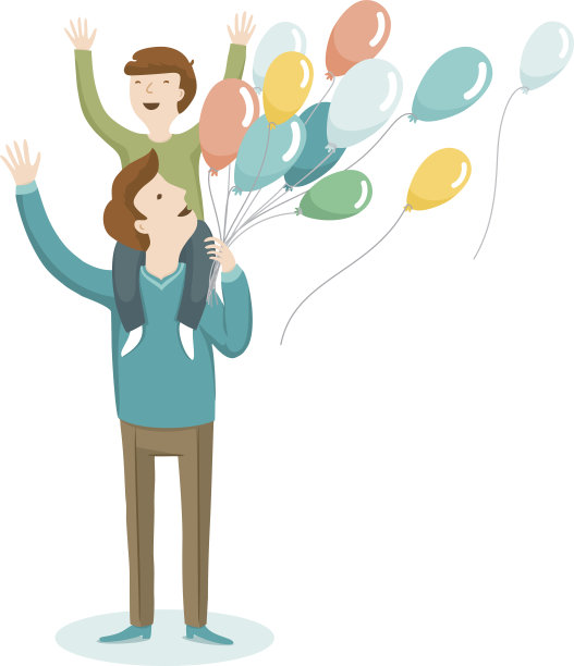 父子团圆的卡通形象素材图片