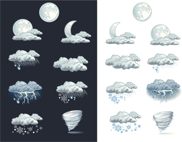 矢量天气预报图标-夜晚图片下载
