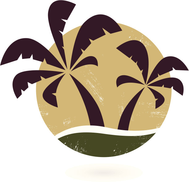 古老的棕榈树轮廓孤立在白色图片下载