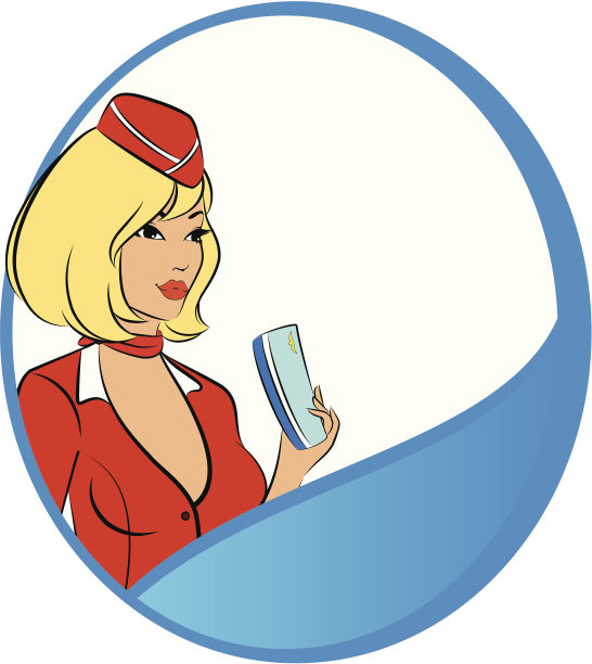 漂亮的空姐和机票。矢量图图片下载