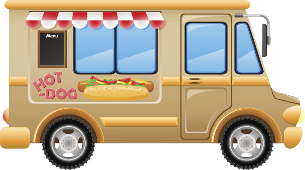汽车热狗快餐矢量插图图片下载
