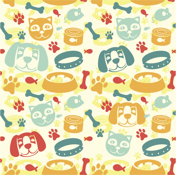 明亮的无缝图案与有趣的猫和狗图片下载