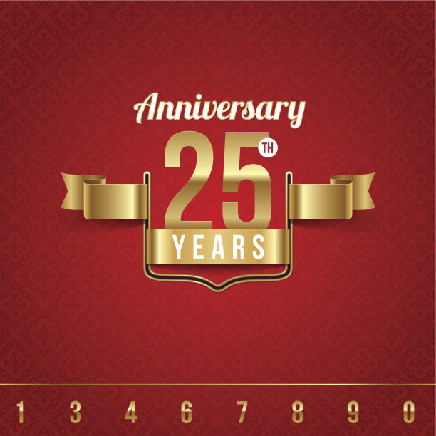 装饰金色的周年纪念徽章-矢量插图图片下载